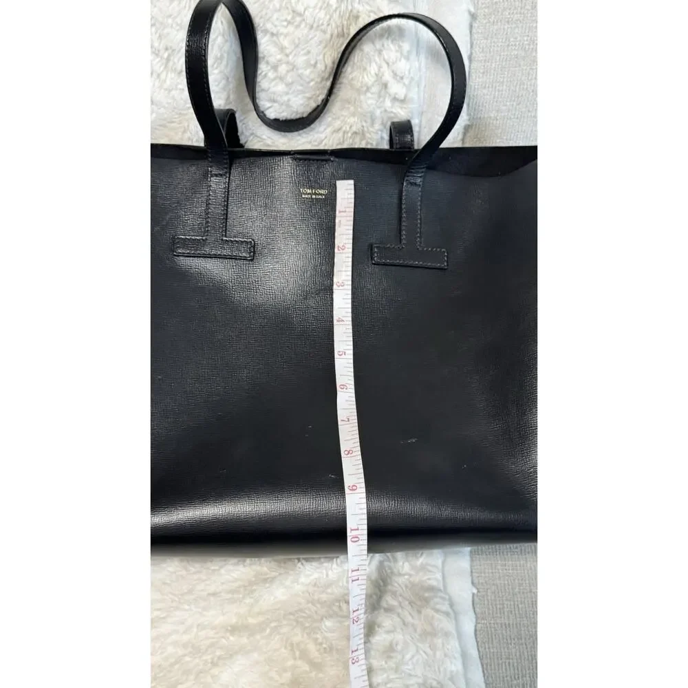 Tom Ford Gray Tote Bag Double Handles Gold Hardware Inner Pockets